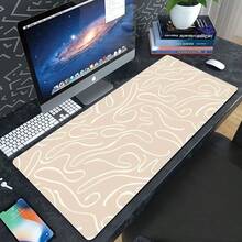 1pc Mouse Pad (Light Brown Smooth Curve Pattern) Durable Extra Large Non-Slip Rubber Desk Mat, Gaming Office Accessory Home Multifunctional Rectangular Esports Keyboard Pad, - Full Desk Coverage - PC Accessory - Laptop Mouse Pad | Student Supplies | Esports Gear | Office Accessory Perfect Holiday Gift - Light Brown Smooth Curves - View 12