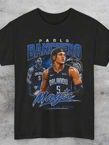PAOLOBANCHERO Unisex Basketball T-Shirt Summer Clothing Printed Tops Unisex T-Shirts Casual Shirts Gifts For Dad I5YQ - Black - View 1
