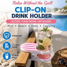 Mainstays Clip-On Drink Holder - Secure Your Beverage Anywhere, Beach Chair Cup Holder, Beach Cup Holders For Desk Table Pool Lounge Outdoor Cruise Use (Pink 2PCS) - Green 1PC - View 2