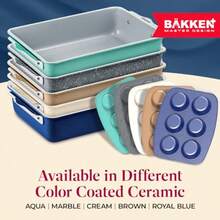 Bake with Elegance: 6-Cup Cake/Muffin Pan Set - Blue Teal Marble Golden Cream - Aluminized Steel with Ceramic Non-Stick Coating PFOA and PFAS Free -  Heavy-Duty Bakeware - Azul - Ver 5