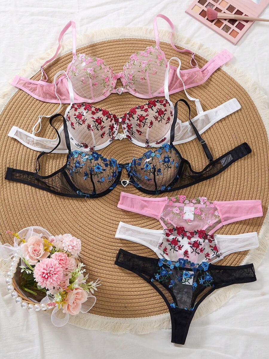 女款多色性感內衣套裝,萬聖節女裝,黑色與紅色、黑色與藍色、酒紅色,舒適日常居家風 - 彩色 - 查看 1