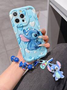Disney Has Authorized, Phone Case - Chain Set, The Stitch Lilo & Stitch 3D Phone Case Plus A Silicone 3D Stitch Bracelet With Metallic Ring Removable Bracelet, Stitch And Angel Pattern, Compatible With Iphone17/16/15/14/13/12/11/XS/XR/X Plus Pro Max, A Stylish Cartoon Phone Case, The Perfect Gift Choice, Phone Protection, Durable Phone Cover, Great Gift For Friends And Family. - trắng - Xem 1