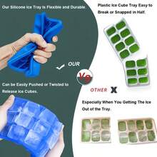 1pc Large Square Ice Cube Mold, Soft Silicone Material, Very Practical Ice Tray, Ice Maker, Summer Kitchen Essential, 15-Cavity Silicone Ice Tray, Cold-Resistant And Durable, Can Be Used As Ice Mold, Pudding Mold, Suitable For Home, Bar And Other Places, Easy To Use. - Blue - View 2