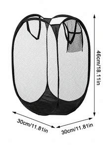 1 buah/2 buah Keranjang Cucian Jaring Lipat, Keranjang Cucian Pop-Up Hitam & Putih dengan Kantong Samping, Tempat Penyimpanan Pakaian Lipat yang Bernapas, Cocok untuk Kamar Tidur, Kamar Mandi, Asrama, Ruang Cuci - MultiWarna - View 10