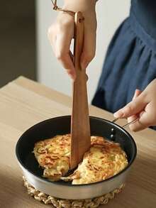 1/2pcs Non-Stick Pan Scratch-Resistant Triangular Cooking Spatula, Portable Hanging Solid Wood Frying Spatula, Multi-Functional For Stir-Frying And Mixing - Camel - View 2