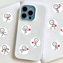 500pcs Stick Figure Label Stickers, Cartoon Cute Creative Label Round Stickers Children's Scrapbook Sealing Stickers, Suitable For Gift Packaging, Food Packaging Sealing, Laptop Decoration, Refrigerator Decoration - Multiple Styles - View 6