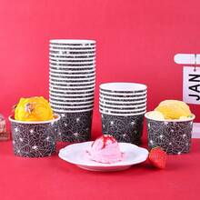 10/20/60pcs, Halloween Spider Web Themed Birthday Disposable Paper Cups, Black Spider Web Print Ice Cream Snack Bowls, Halloween Treat Snack Cups Birthday Party Candy Treat Serving Tableware Favors,Paper Dessert Bowls For Birthday Summer Party Favor - Black - View 2