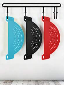 2pcs Clip-On Strainer, Plastic Colander, Kitchen Drainer, Pot Rim Strainer, Residue Separator, Rice And Vegetable Washer, Plastic Colander, Suitable For Vegetables And Fruits, Kitchen Gadget, Fits All Pots And Bowls - Multicolor - View 3