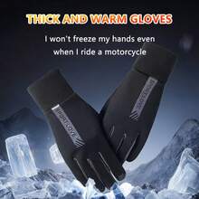 Men's Thermal Fleece Gloves, Winter Motorcycle Riding Windproof Anti-Slip Touchscreen Gloves - Men's - View 2