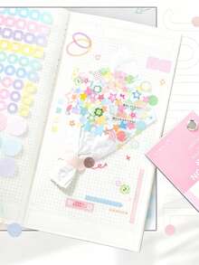 1本莫蘭迪色系貼紙書，基礎裝飾貼紙，輕薄便攜，30款獨特貼紙，極簡風格，適用於手帳、卡片、DIY手工、開學季 - 貼紙 - 查看 6