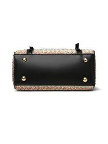 Retro Minimalist Printed Crossbody Bag With Adjustable PU Strap, Flap Closure, New Year - Hot Pink - View 9