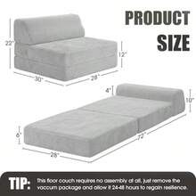 Kasunpul - Sofá cama plegable con almohada espuma viscoelástica silla convertible con funda lavable futón para sala de estar recámara uso de invitados oficina en casa departamento color - Gris claro - Ver 3