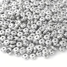 100-200pcs/Pack 4mm 6mm CCB Charm Spacer Beads, Silver Bead Wheel, Flat Round Loose Beads For DIY Jewelry Making Materials Accessories - Silver - View 2