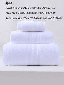 1条手帕/1条毛巾/1条浴巾 & 2件套（浴巾+毛巾）/ 3件套（手帕+毛巾+浴巾）加厚吸水柔软棉质菱形缎带浴室面巾/浴巾 - 白色 - 查看 16