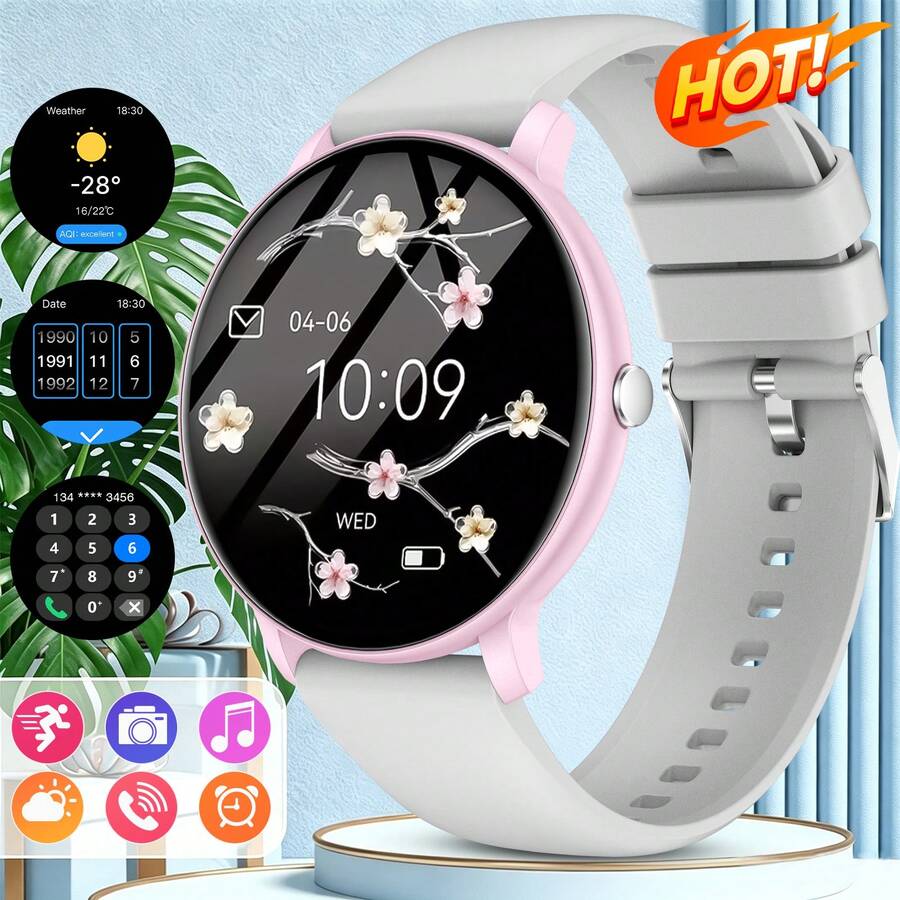 High-Definition Round Screen Smart Watch With Replaceable Strap, Fashion Digital Watch, Supports Calls And Music Control, Unisex Sports Watch - Multicolor - View 1