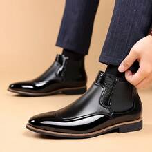 Botas de estilo británico para hombre con manga retro hechas a mano, botas británicas de caña alta tipo Chelsea - Negro - Ver 3
