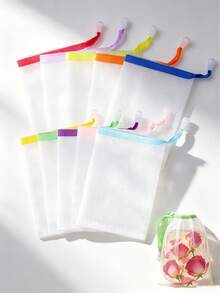 10/20pcs Soft Bath Soap Bags, Multicolor Drawstring Design, Easy Foaming And Drying, Hanging Storage, Convenient And Practical, Suitable For Soap Storage, Great Party Favor - Multicolor - View 2