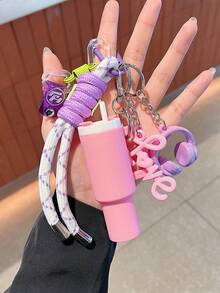 【原創手工】迷你水瓶鑰匙圈 編織繩鑰匙圈/手腕飾品 3D耳機配件 LOVE飾品 汽車鑰匙防丟鏈 精緻女孩耳機裝飾 最佳禮物 女款夏季包包吊飾 包飾掛件 假期必備 - 彩色 - 查看 7