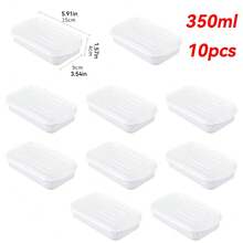 5/10 piezas Caja de pan, Caja bento, Caja de almuerzo portátil, Caja de frutas y aperitivos, Contenedores de almacenamiento de alimentos de plástico reutilizables con tapas - Juego de contenedores de almacenamiento de alimentos para refrigerador, organizador de refrigerador, microondas & congelador. - Ver 12