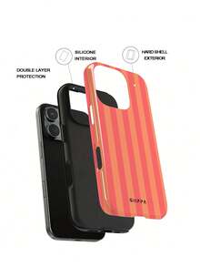 GIIPPA 1 Stück Orange-Rot vertikales Streifenmuster Design, Handy 17 Pro Max Handyhülle, kompatibel mit Handy 16 Pro Max, 15 Pro Max, 14 Pro Max, koreanischer Stil High-End Mode lustige Handyhülle, kompatibel mit 11/12/13/14/15/16 Pro Max Plus, elegantes Design geeignet für Männer und Frauen, perfektes Geschenk für Freundin zu Weihnachten, Valentinstag, Ostern, Hochzeitssaison und Geburtstag! - Orange - Übersicht 2