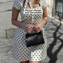 jianchaimaoyi02 Vestido corto elegante de estilo minimalista con lazo y lunares, de moda europea y americana, para mujer, de la nueva colección primavera/verano de DEEKA para vacaciones - Negro01 - Ver 3