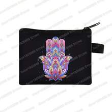 Fatima Hand Purse Turkish Blue Evil Eye Mandala Flower Money Bag Headphone ID Credit Card Key Small Wallet Gift - lqbtuerqi07g - Ver 3
