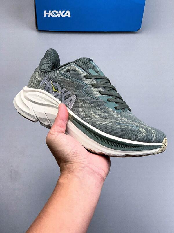  Giày chạy bộ nam HOKA ONE ONE Clifton 10 mùa Xuân/Hè mới, nhẹ, thoáng khí, phản hồi tốt, bền, màu xanh lá nhạt