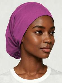 CONFLASS 1 pièce Bonnet de base pour femme, couleur unie violette et multicolore, bonnet intérieur pour hijab musulman, hijab en modal, hijab arabe, hijab élastique islamique, bonnet tricoté de couleur unie, bonnet de sport, bonnet, bonnet pour dreadlocks - Multicolore - Voir 2