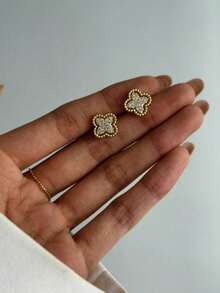 4-Leaf Clover Lucky Charm Rhinestone Earrings Set, High-End Luxury Exquisite Versatile - Four Leaf Clover - View 2