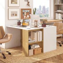 44 Inch Wooden Computer Desk With Bookshelf For Small Space-White And Natural-XY688239 - FXCACEWEU9NX71 - View 6