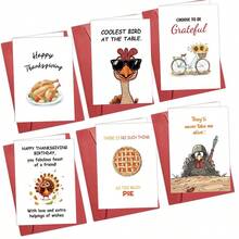 1pc Greeting Card With Envelope, Thanksgiving Card, English Turkey Funny Blessing Message, Thank You Card, Send To Family, Friends, Colleagues, Etc - Sets - View 2