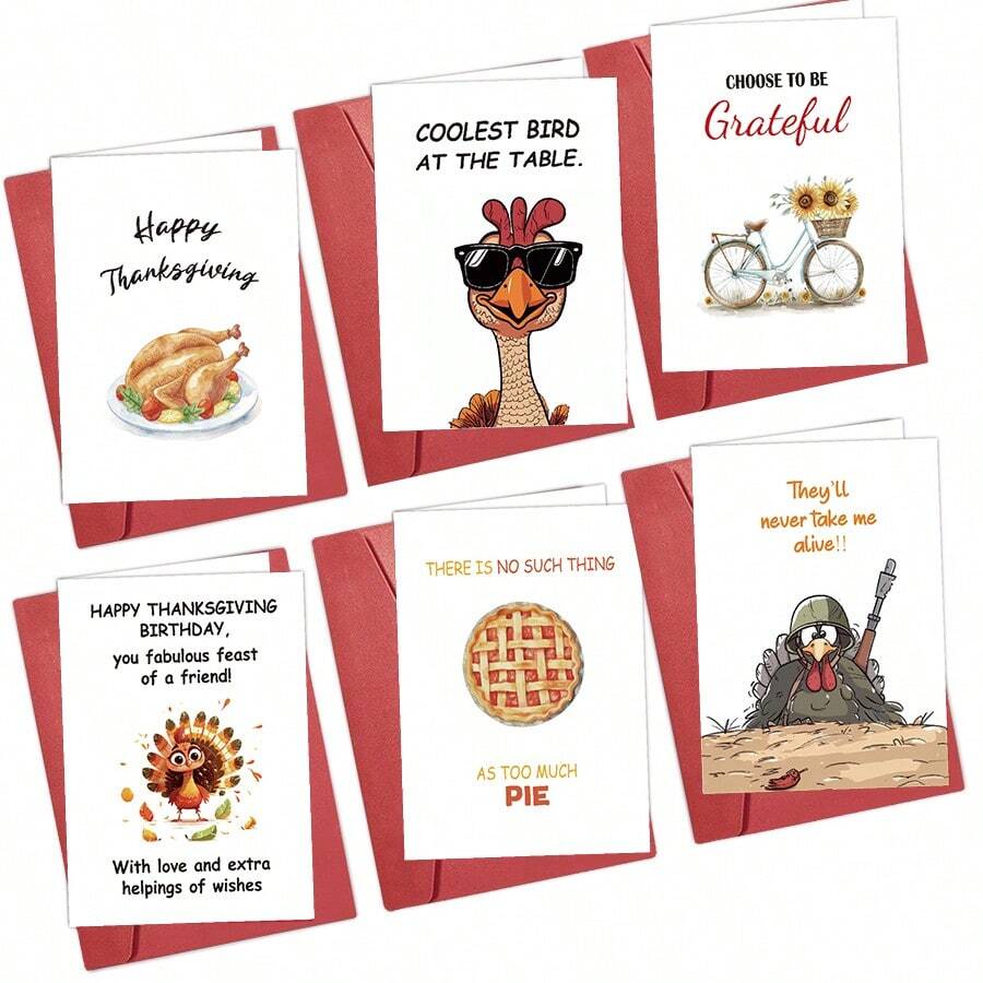 1pc Greeting Card With Envelope, Thanksgiving Card, English Turkey Funny Blessing Message, Thank You Card, Send To Family, Friends, Colleagues, Etc