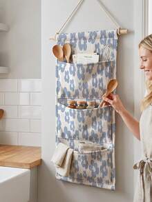 1pc Wall-Mounted Storage Bag, Cartoon Flower Print Home Hanging Bag. Large Capacity, Lightweight And Sturdy, Baby Room Wall-Mounted Storage Bag, Multi-Pocket Fabric Bedside Storage Organizer, Space-Saving Hanging Bag For Baby Diapers And Toys, Can Store Baby Underwear, Socks, Stationery, Skincare Products, Diapers And Various Small Items, Unisex, Essential Storage Item For Home, Rental, Dormitory, Study. - Multicolor - View 4