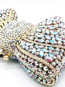 Tas Clutch Malam Mewah dan Elegan Berbentuk Pita Kristal Warna Perak/Merah/Hitam/Emas, Tas Tangan Rhinestone Buatan Tangan Sepenuhnya dengan Desain Pita, Tas Tangan Berlian - MultiWarna - View 7