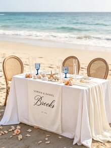 Personalized Linen Wedding Table Runner Printed With Couple Names & Wedding Date, Reusable Fabric Decor. Perfect Table Ornament For Wedding Ceremonies And Engagement Parties, Ideal Wedding Gift - Multicolor - View 7
