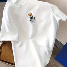 Camiseta Deportiva Casual de Manga Corta con Estampado de Dibujos Animados para Mujer - Blanco - Ver 1