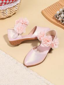 New Sweet Princess Shoes For Girls, Spring/Summer Fashion Pink Lace Flower Design Flat Shoes - Pink - View 5