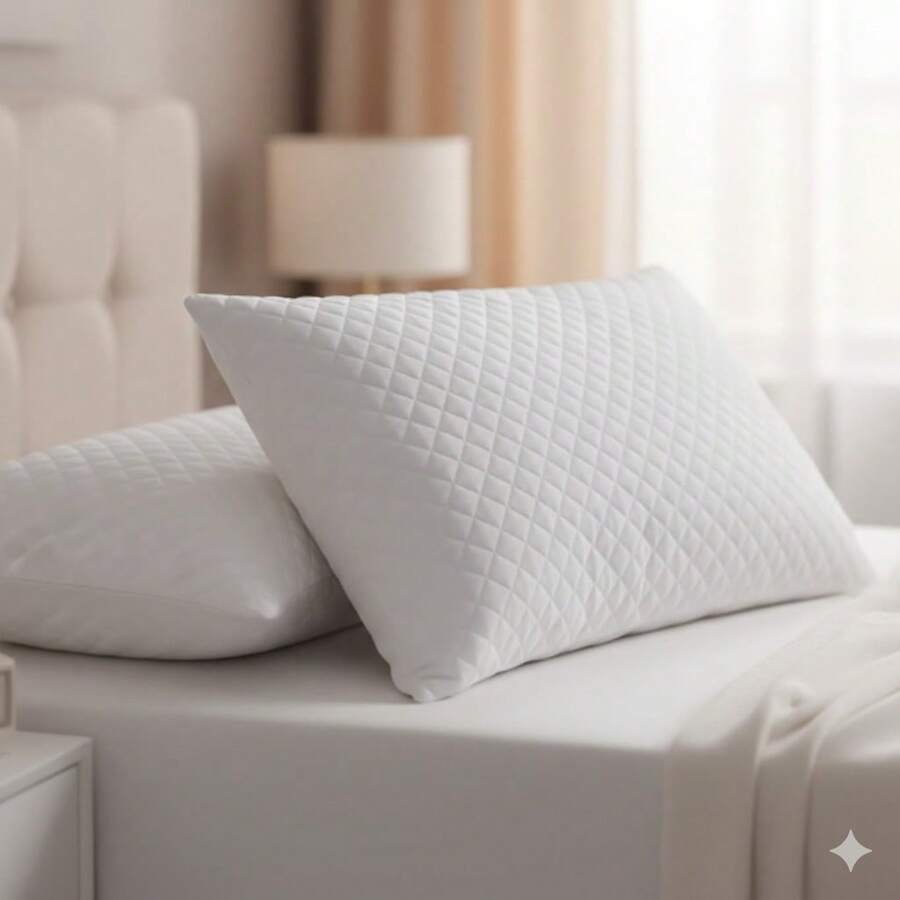 Kit 02 Travesseiros Matelados 400g Antialérgico Toque Macio Quarto Cama Suporte Baixo 12cm Premium - Branco - Visão 1