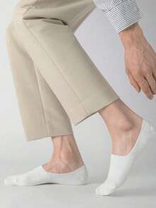 5/10 Pairs (Randomly Shipped) Plus Size Men's Non-Slip Silicone Heel Invisible Short Socks, Suitable For Daily Or Sports - Multicolor - View 2