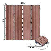 Dalles de terrasse en WPC 30x30cm pour balcon, lot de 11 avec système de clipsage, 1㎡ de revêtement de balcon, dalles de sol pour balcon et jardin, gris foncé/gris clair/marron/marron café - 11 pièces de 30*30 cm - Voir 14