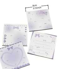 1 Set 2pcs Purple Bow Series Sticky Notes, Healing Milk Foam Style Highly Attractive Ins Style Scrapbook Material, Student Classroom Notes Assignment Message Memo Marker Stationery - one-size - View 2