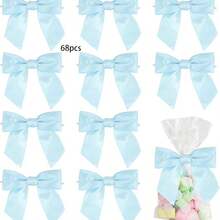 5/10/18/38/68 Pcs Satin Twist Tie Bows For Treat Bag Satin Ribbon Tie Bows For Tying Up Packages Present Bags Bakery Candy Bags Decorating Ribbon Bow Gift Wrap Bows - View 62