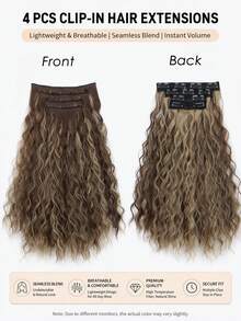 4pcs/Set Curly Hair Extensions, 16 Inch Heat-Resistant Synthetic Hair, Clip-In Hair Extensions For Women, Suitable For Party, Wedding, Festival And Daily Wear, Halloween - Multicolor - View 6