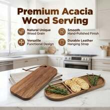 1 pieza Plato de madera para cena, Bandeja de madera multifuncional, Apta para aperitivos, postres, queso y fruta, Accesorio de cocina decorativo lavable, Apta para todas las estaciones, Ideal para uso diario en el hogar - Ver 7