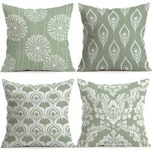 4pcs/1pc Fresh White & Green Floral Pattern Pillowcase, Without Insert, Single-Sided Printed Pillowcase, Suitable For Living Room, Bedroom, Home Decor, All-Season Use - Multicolor - View 1