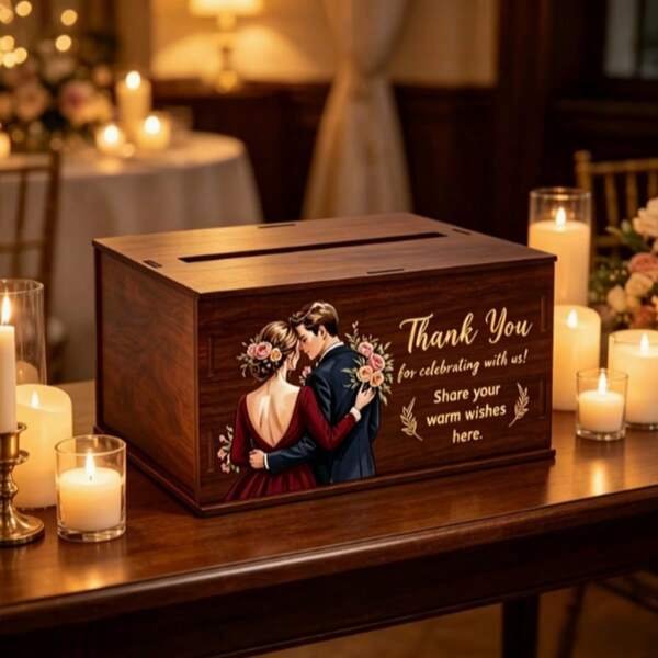 Caja de madera con forma de corazón para tarjetas, decoración de mesa para bodas y fiestas de cumpleaños, caja de almacenamiento para sobres de invitaciones, caja de regalo para novias
