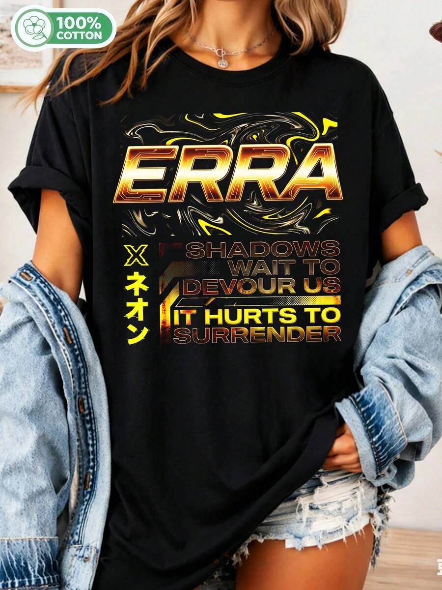 Vintage Erra Metal Music T-Shirt, Cure Album Merch, Progressive Metalcore T-Shirt, Drift Album, Crawl Backwards Out Of Heaven, Unisex, Rocker Tee - 黑色 - 查看 1
