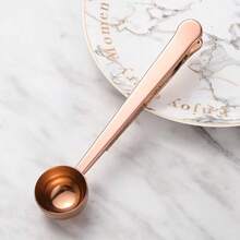 2-In-1 Stainless Steel Coffee Spoon Bag Clip, Kitchen Baking Spoon Accessory, Measuring Spoon With Bag Clip, Kitchen Tool For Home Kitchen - Rose Gold - View 2