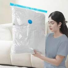 Thickened Vacuum Compression Storage Bags, Reusable Space Saver Bags For Clothes, Comforters & Bedding, Dust & Moisture Proof, Ideal For Closet Organization & Travel Packing - Blue Border, No Print - View 4