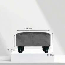 Rectangular Linen Ottoman Footstool With Wooden Legs For Home Use - Charcoal - 查看 2